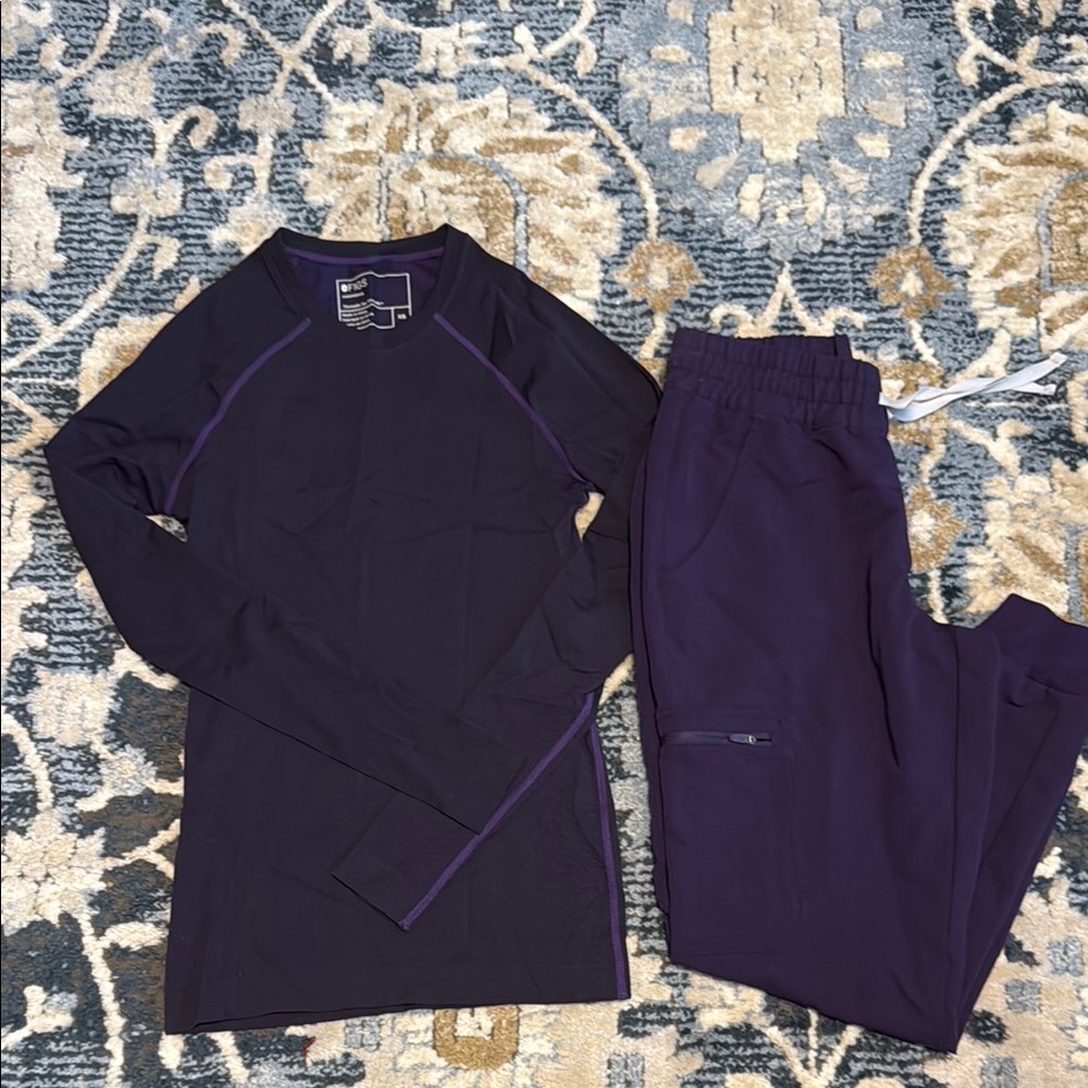 Figs Purple Long Sleeve Top and Joggers Set XS & XS/P